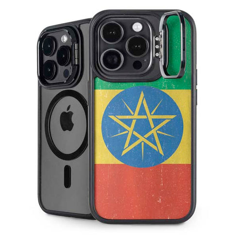 Ethiopia Flag Distressed iPhone 16 Pro Kickstand Case